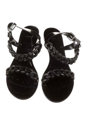 Givenchy Black Braided-Chain Ankle-Strap Sandals